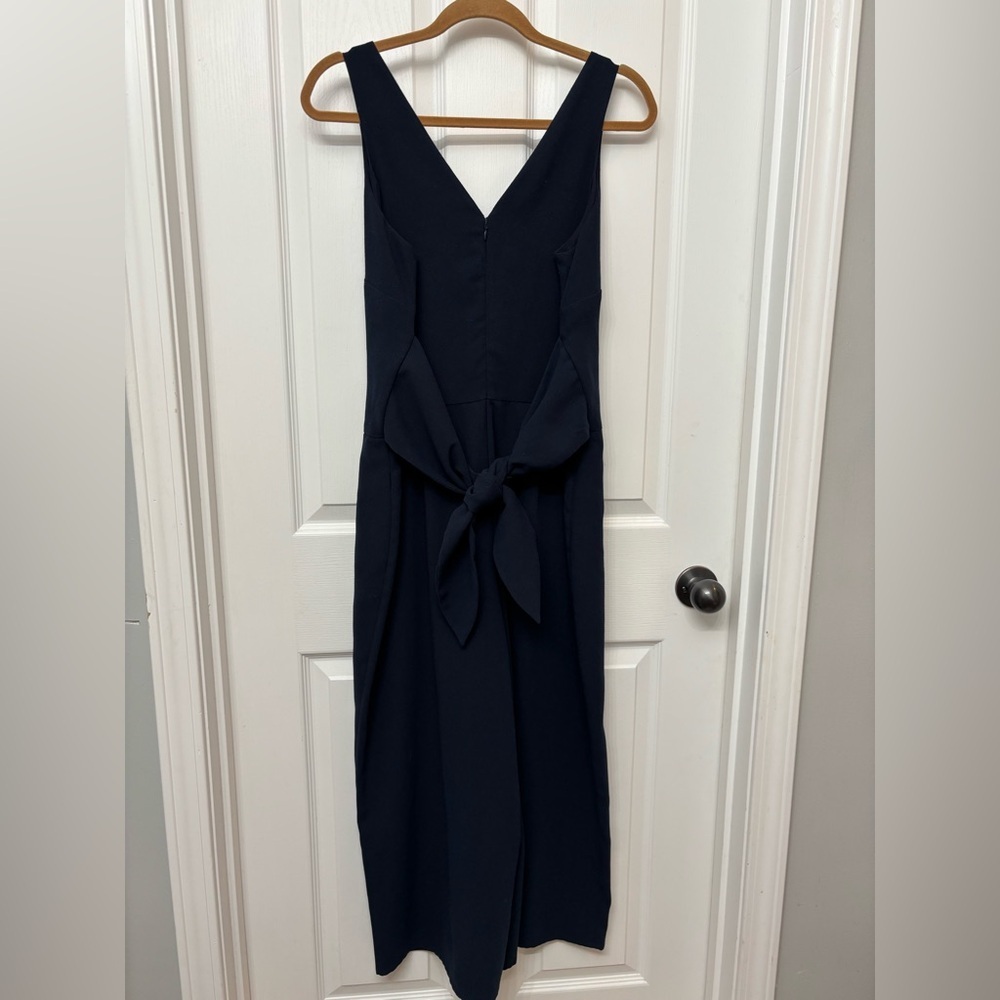 LOFT Deep Blue V-Neck Sleeveless Wide-Leg Jumpsuit - Picture 2 of 11